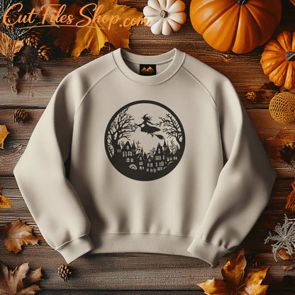 Halloween Witch SVG, Bubbling Pot Cut Files for Cricut & Silhouette, DXF for CNC Metal, Sublimation Design, Halloween T-shirt design