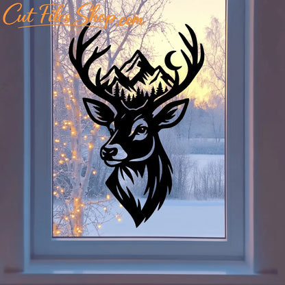 Wildlife mountain scene SVG DXF PNG for CNC laser engraving and Vinyl decals