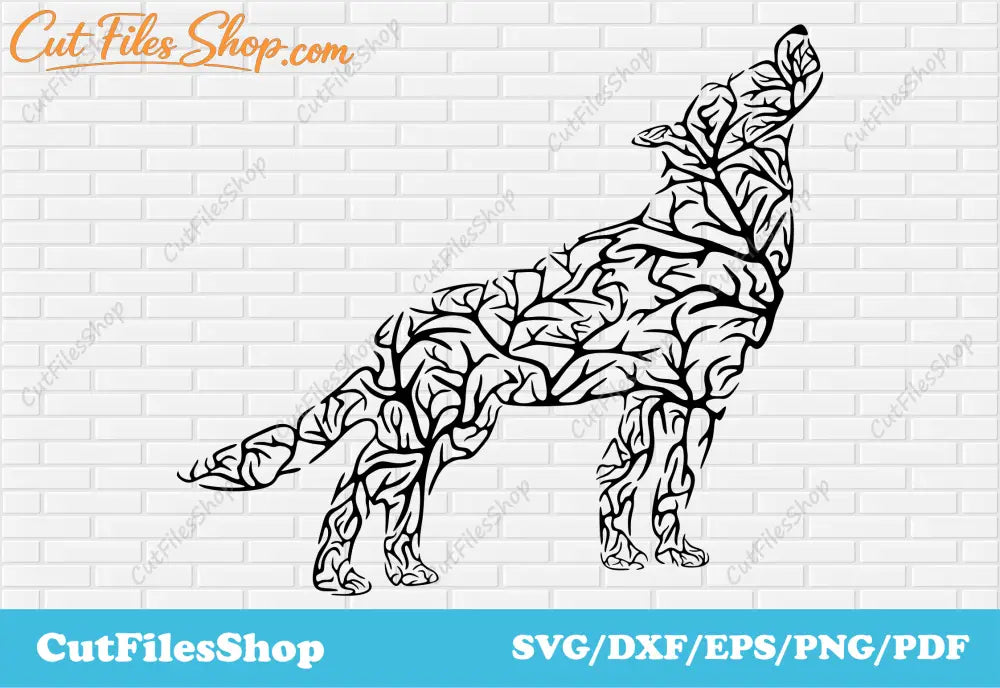 Wolf dxf file, Wolf art svg cut files, wolf cnc design, wild animals dxf, SVG Cricut files, wolf for cricut, wolf forest dxf, wolf forest svg, art animals dxf