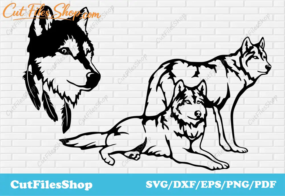 Wolf dxf files, wolf for cricut,  Scan N Cut Files, wolf silhouette, CNC dxf files, wolf cricut, wolf svg files, animals dxf files
