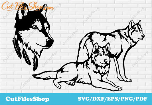 Wolf dxf files, wolf for cricut,  Scan N Cut Files, wolf silhouette, CNC dxf files, wolf cricut, wolf svg files, animals dxf files