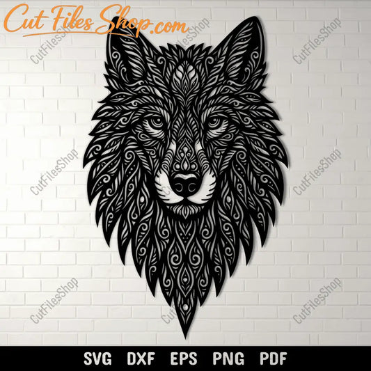 zentangle wolf head svg