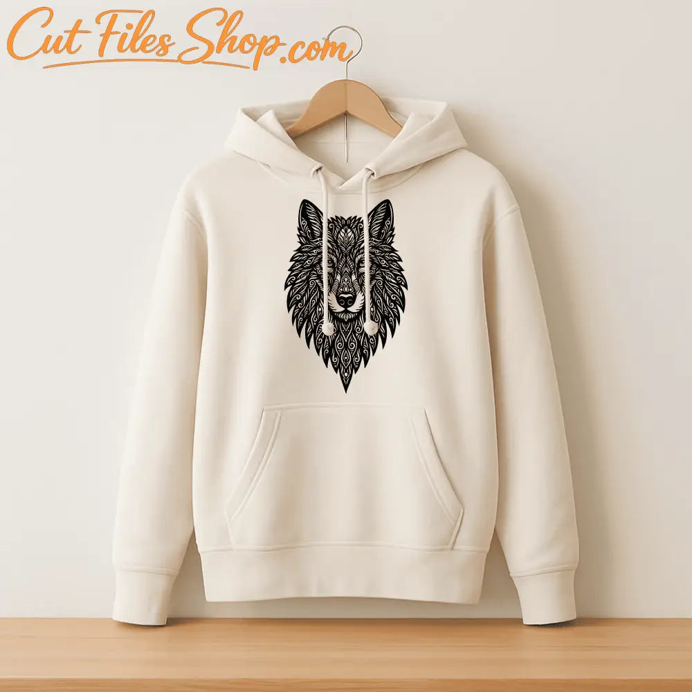 intricate wolf laser cut file