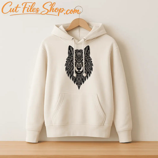 intricate wolf laser cut file