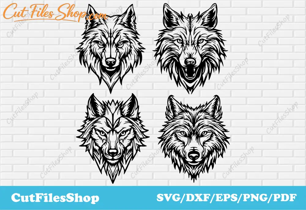 Wolf logos svg, wolf tattoo svg, png logos, wolf art for shirt, png for web design, wolf cut files for cricut, wolf dxf for laser, animals tattoo svg, fantasy wolves svg, wolf dxf wall decor