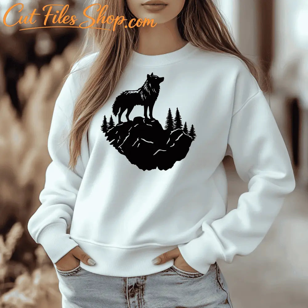 Wolf on Cliff Cutting Files – DXF for CNC, SVG for Cricut and Sublimation