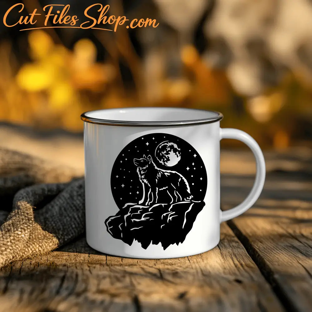 Wolf Cliff Scene DXF for CNC, SVG for Vinyl Decals, Sublimation Art
