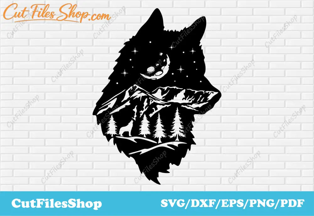 Wolf svg cut files for cricut, svg wildlife, nature art dxf, dxf files for laser engraving, animals art dxf, dxf for plasma, dxf for cnc, cnc files, wolf dxf file, wolf svg files