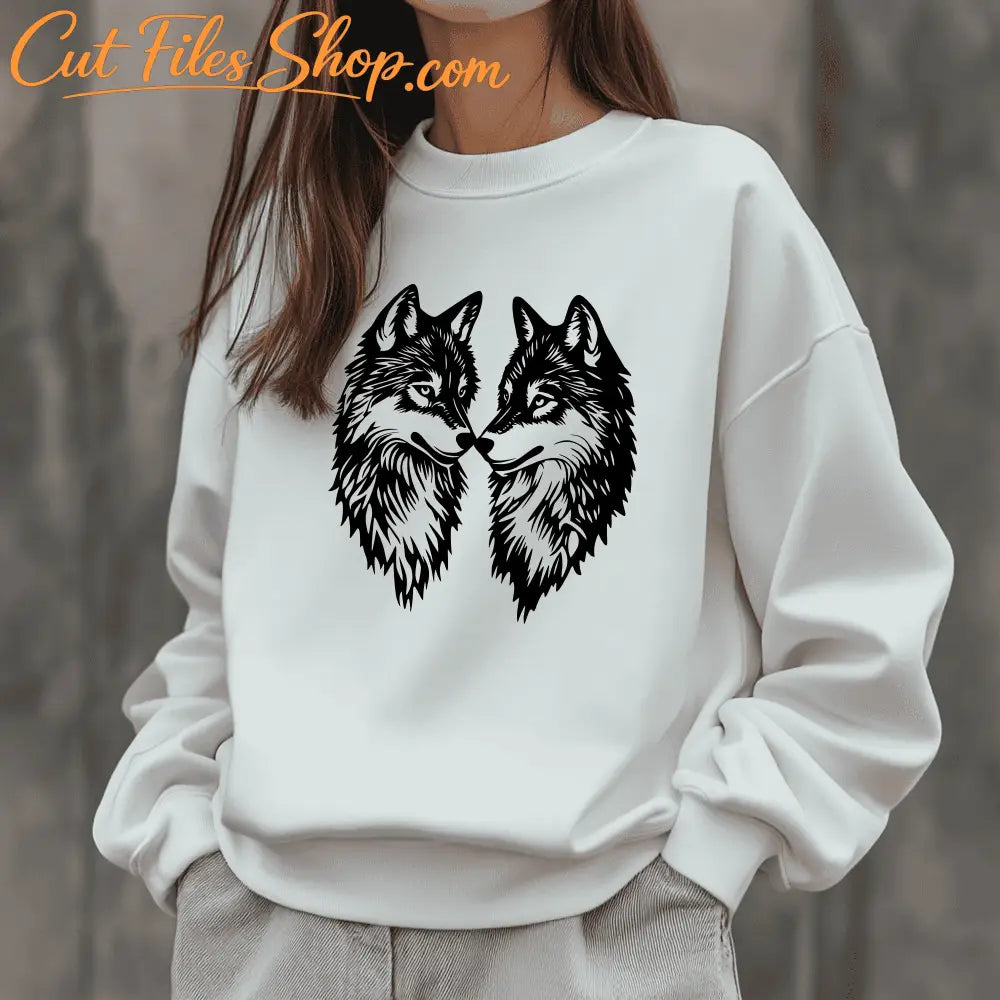 Wolves SVG for Cricut and CNC, DXF Silhouette Wolf Files, Sublimation Sweatshirt Idea, Cut files