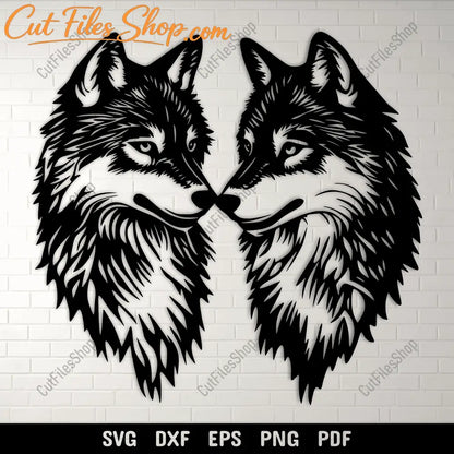 Wolves SVG DXF Cutting Files for Cricut & CNC, Silhouette Wolf Design, Sublimation Sweatshirt Art, DIY Wall Decor