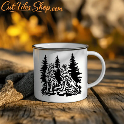 Preview of Wolves SVG & DXF for Cricut, CNC, and Print Mug Art