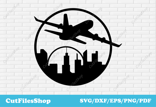 Airplane dxf cut files, Vector cut files for CNC machines, Cutting files, Dxf for laser cut, dxf for plasma cut, city dxf, town dxf, wall decor dxf files, dxf files for plasma cut decor, wall art dxf, cut files