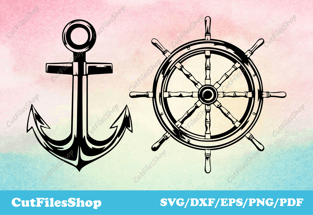 Svg designs for t-shirt, Svgs for Silhouette cameo, Dxf for laser/plasma cutting, dxf decor, DXF for CNC, svg vinyl, popular svg files, Anchor svg, Ship wheel svg, dxf for wood cut, svg for cricut, dxf for laser, Silhouette files