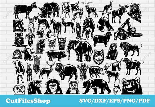 Animals dxf files for laser cut, Silhouette animals for cricut, svg animals, DXF for cnc Plasma, Animals cnc files, Decor animals dxf, bear dxf, deer dxf, elephant dxf, sheep dxf, wolf dxf, horse svg files, dxf for vinyl cutting, cricut images download, free download dxf files, download free svg files, cutting files free 