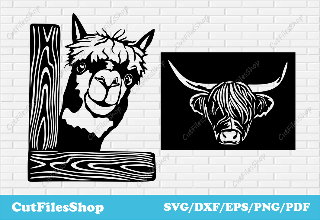 dxf stock images, animals dxf, Cow svg images, llama svg, farm animals svg for cricut, dxf images, Cricut files, Download vector images, DXF files for Laser Cutting, Files For Plasma Cutting, Animals vector images