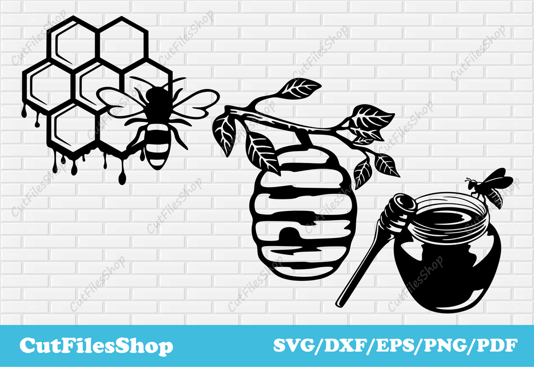 Apiary dxf, bee dxf, bee svg images, svg images, vector images download, Cricut files, dxf images, svg files, hive dxf, Files for cnc plasma cutting