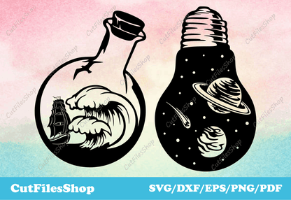 SVG cuts, nature svg for cricut, space png for t-shirt, wave svg, ship for laser cut, images for silhouette cameo, files for cricut