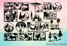 Load image into Gallery viewer, Nature scene svg, wall decor dxf, dxf for laser, svg for cricut, dxf cut files, dxf for cnc
