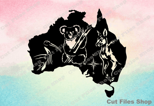 Australia svg, vector files, vector for cnc, wooden wall art dxf, printable wall art, dxf for laser
