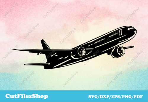 Airplane cut file, svg for silhouette, travel svg, wall decor svg, dxf for laser, Airplane dxf files, Airplane svg files, Airplane for cricut