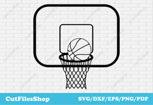 Load image into Gallery viewer, Basketball dxf files, basketball svg files, sport svg for shirt, download vector images, vector art, vector stock, clipart graphics
