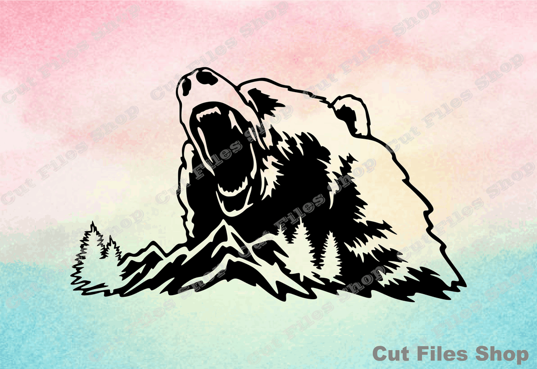 Bear for laser, bear silhouette, svg bundle, bear dxf, svg cutting file, bear illustration, vector illustration, svg for shirts