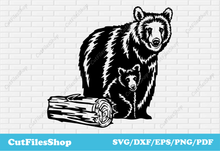 Load image into Gallery viewer, Bear mama svg, baby bear svg, dxf for laser cut, dxf for plasma, clipart, svg for cricut design space, svg for crafting, Silhouette cameo, Cricut, animals svg for cricut, dxf files for plasma table
