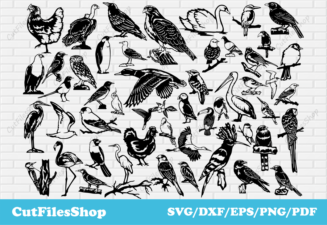 Birds svg cut files for cricut, Dxf birds for laser cutting, tshirt vector, Digital printing, heat pressing, laser engraving