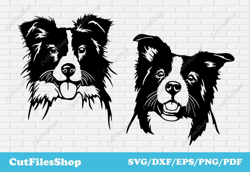 Border Collies SVG for cricut, Stickers making, Pets DXF for Laser Cutting, Plasma cnc files, clip art border collie, border collie svg dxf png, pets peeking dxf, art designs dxf, art deco dxf, crafting svg dog, download free svg dog, cricut design space, free dxf