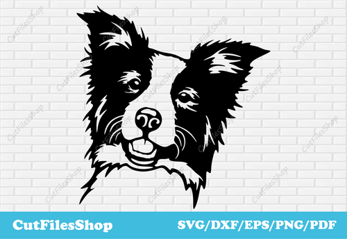 Border Collie svg for Cricut, Dxf for CNC laser cutting, Stickers pets making, Pets t-shirt svg designs, border collie dxf, collie dog svg, clip art dogs, cute dogs for cricut