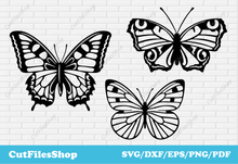 Load image into Gallery viewer, Butterflies svg files for cricut, Clip art svg, Dxf for laser cutting, T-shirt designs, DXF for CNC, Butterflies dxf, Butterflies svg images, Butterflies shirts svg, Butterflies vector images, Butterflies cut files
