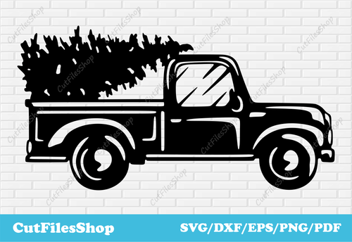 Christmas truck svg for cricut, making christmas decor, craft machine cnc files, t-shirt svg designs, Christmas decor dxf, Christmas gifts svg making, Christmas tree dxf, Christmas car svg, Christmas scenes dxf, merry Christmas dxf svg, Christmas vector images