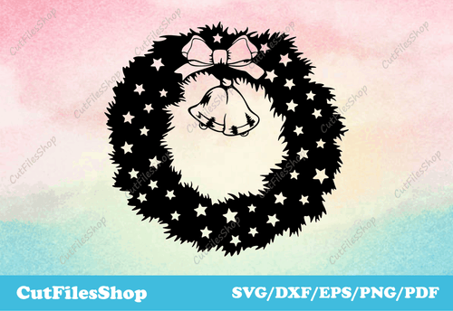 Christmas wreath dxf file, Christmas decor for laser cut, svg file for silhouette cameo, Christmas wreath svg, Christmas wreath png, Christmas wreath for cricut, decor for laser cut dxf