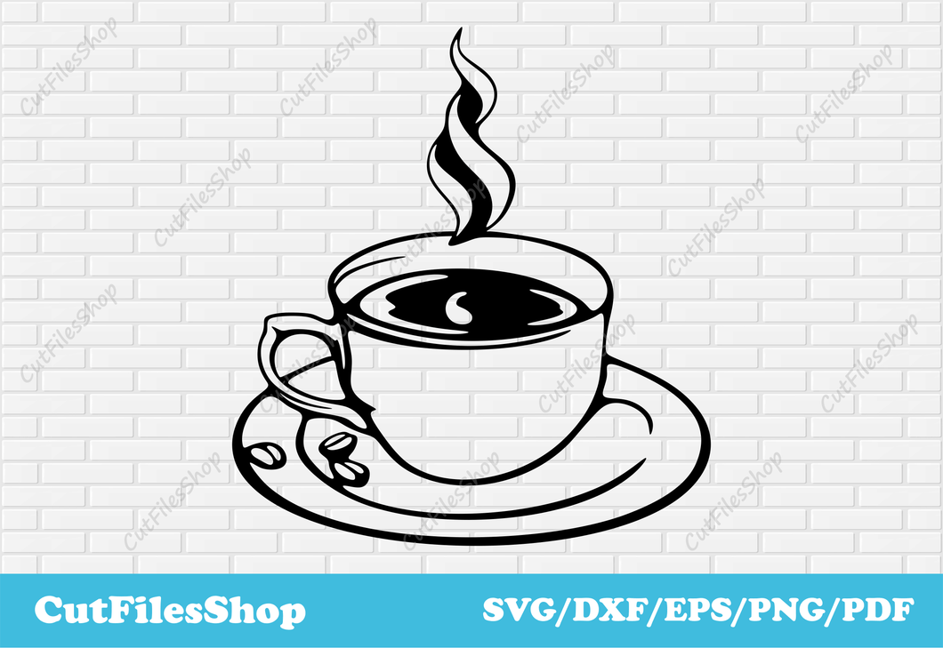 Coffe dxf file, coffe vector images, svg images for cricut, dxf images cnc, Silhouette cameo files, coffe png, coffe svg files