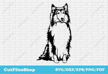 Load image into Gallery viewer, Collie dog svg, collie dog for cricut, pets svg, Clip art dxf for laser, Plasma cutting, cnc cut vinyl, clip art cnc metal art, dog cricut designs svg, dxf cutting files
