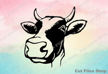 Load image into Gallery viewer, Cow for cricut, cow png, cow print, vinyl cut files, cricut cut files, dxf cut files, cow dxf files, cow svg files, cow for silhouette cameo
