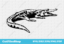 Load image into Gallery viewer, Crocodile svg file, animals cnc files for laser cutting, vector images, Cricut files, t-shirt svg, dxf cutting files for laser, digital svg files for cricut, svg for download, svg laser
