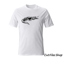 Load image into Gallery viewer, Crocodile dxf files, cut files shop, t-shirt designs, vector art, dxf for cnc laser cut, dxf files images, vector t-shirt art, t-shirt images, vector t-shirt designs
