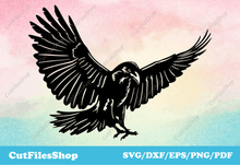 Load image into Gallery viewer, svg clipart for cricut, crow svg, dxf for cnc plasma, laser cutting svg, dxf for metal art, svg images for cricut, svg sticker, download vector
