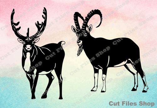 Animals for cutting, deer cut file, goat for cricut, svg cutting files, plotter files, cnc svg files