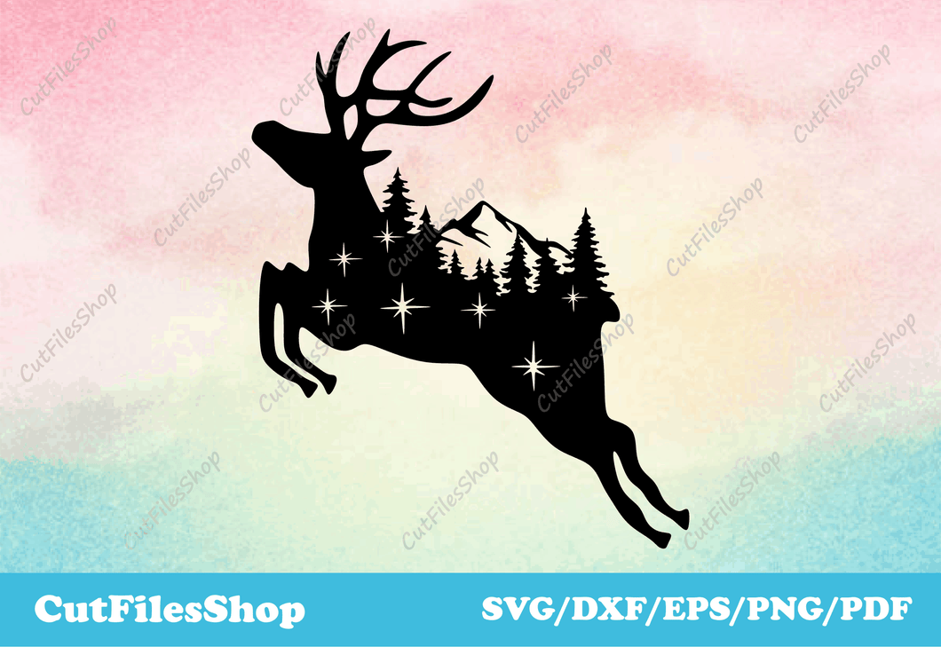 Reindeer dxf for laser cutting, Laser Cut deer, christmas decor dxf, svg cutting files