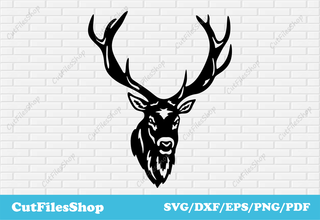 Head deer dxf, CNC files for Cutting machine, Svg deer for cricut, vector t-shirt design, deer cutting files, deer for cricut, free dxf deer, free decor dxf, wall art dxf, plasma dxf animals, laser files dxf animals, free svg files, free cricut designs space, free vectors, t-shirt vectors