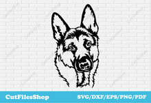 Load image into Gallery viewer, Dog dxf download, german shepherd dog svg, pet svg image, dxf for cnc router
