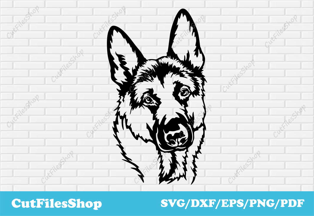 Dog dxf download, german shepherd dog svg, pet svg image, dxf for cnc router
