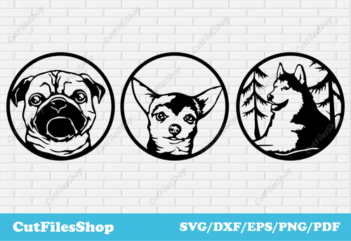 Dogs dxf cut files, svg files for cricut, dxf for cnc cutting, dogs silhouette, pets for cricut, funny dogs svg, dog dxf files, cut files shop, svg files, pets for cricut, dogs for cricut