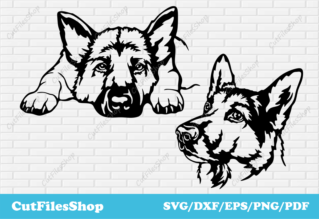 pet portraits silhouette, animals dxf, Peeking pets svg, pet portraits svg, Custom pet portrait, dog for cricut, dxf collection, svg for ccricut, vinyl cutting, German Shepherd images