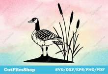 Load image into Gallery viewer, Dxf files for laser cutting, Cricut svg files, Vector images for silhouette cameo, animals scenes dxf files, Dxf for cnc plasma cutting, Waterjet dxf files, duck dxf files, duck svg images
