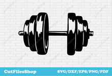 Load image into Gallery viewer, Dumbbell svg files, sport svg files, dxf sport, cnc laser cutter files, Cutting files, cutfilesshop, cricut files, cut files, sport png files
