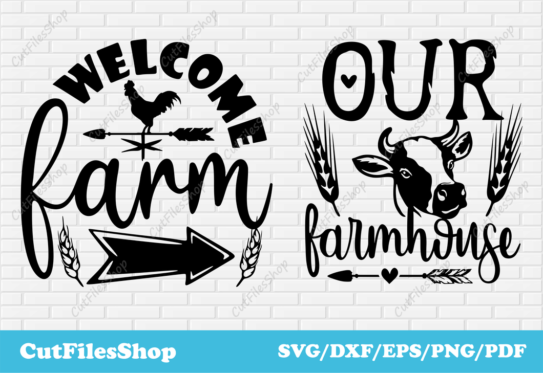 Farm scenes svg, dxf for cnc cutting, svg for sticker making, t-shirt designs, cup designs cricut, farmhouse svg, welcome farm dxf, animals farm scenes svg, cow farm svg, vane dxf, our farmhouse svg, farm scene svg for t shirt designs, farm scenes vector 