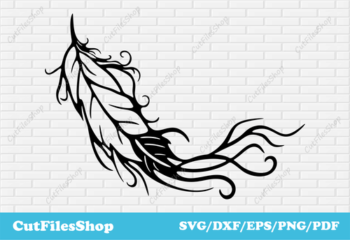 Feather svg files, Feather dxf, vector svg images, vector for t shirt design, dxf for laser cut, dxf for plasma cut, silhouette files, svg for cameo